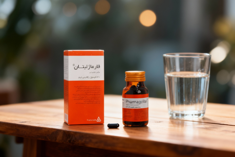 اثرات جانبی کپسول فارماژلیتان - تصویر کپسول و لیوان آب